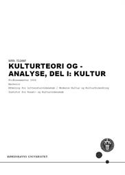 Kulturteori og -analyse, del I: Kultur FS26